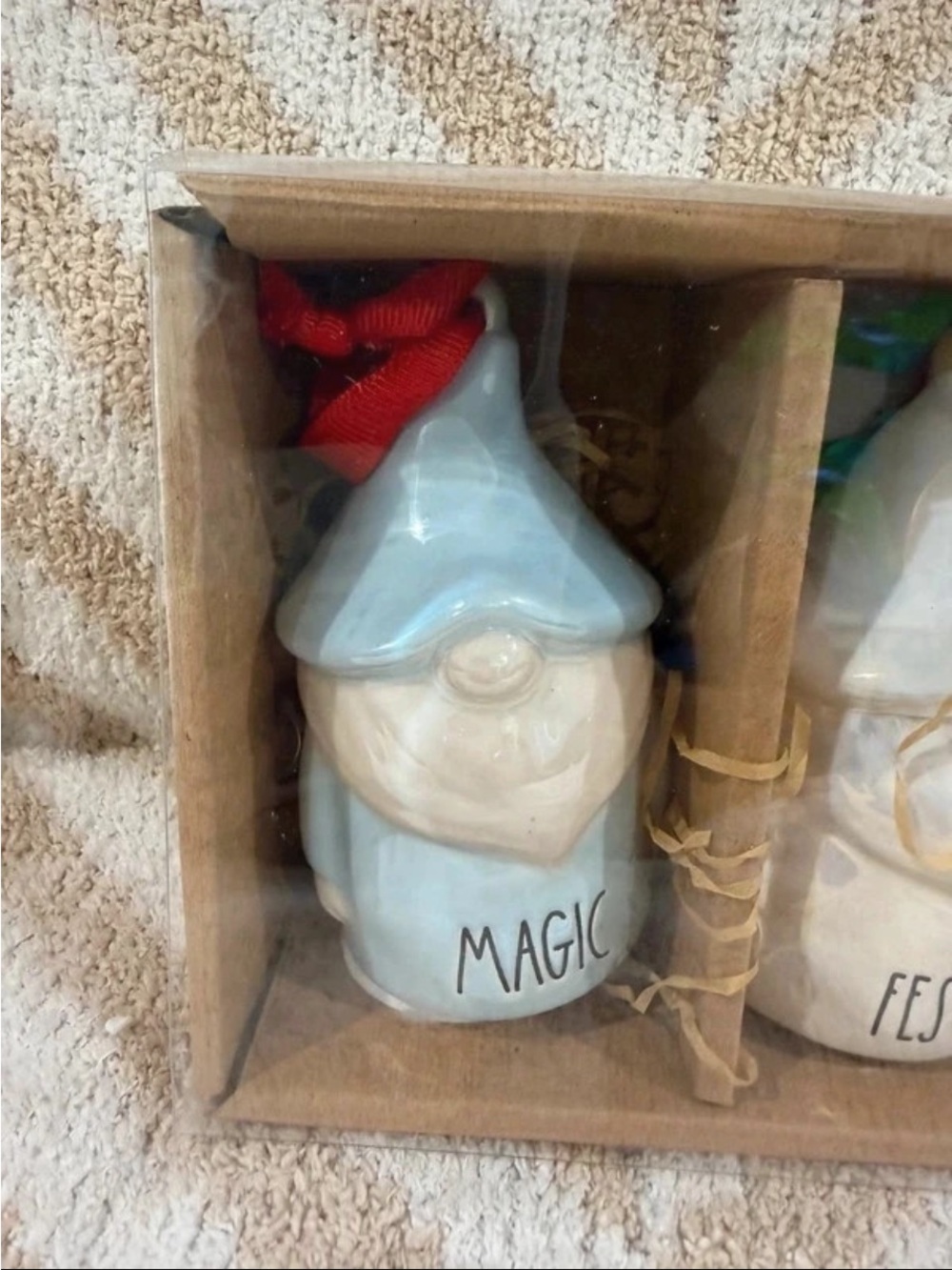 Rae Dunn Pastel Gnome Ornaments in Blue, White, and Pink - Picture 2 of 5